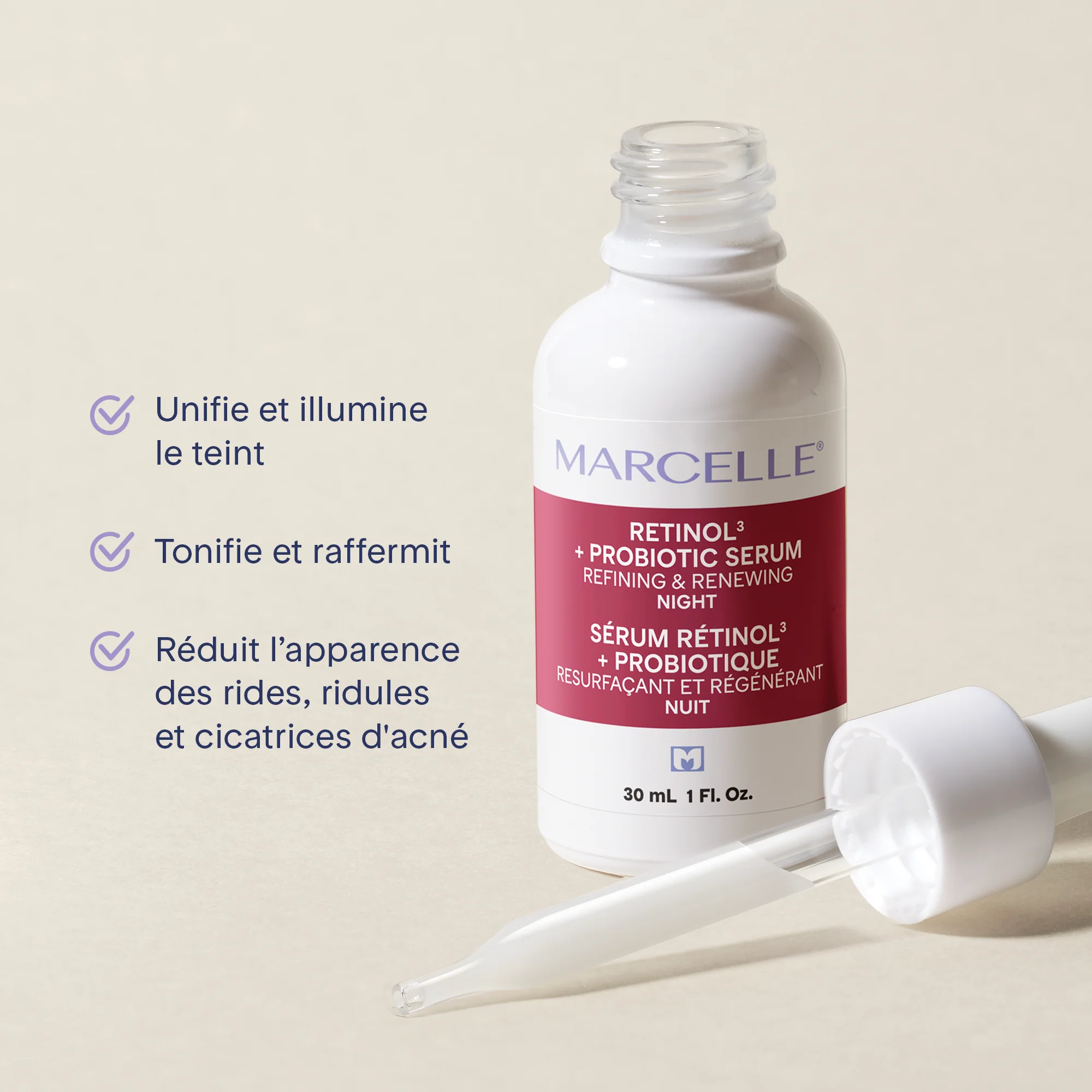 Sérum de nuit retinol³ + probiotique 30 ML - Image 3